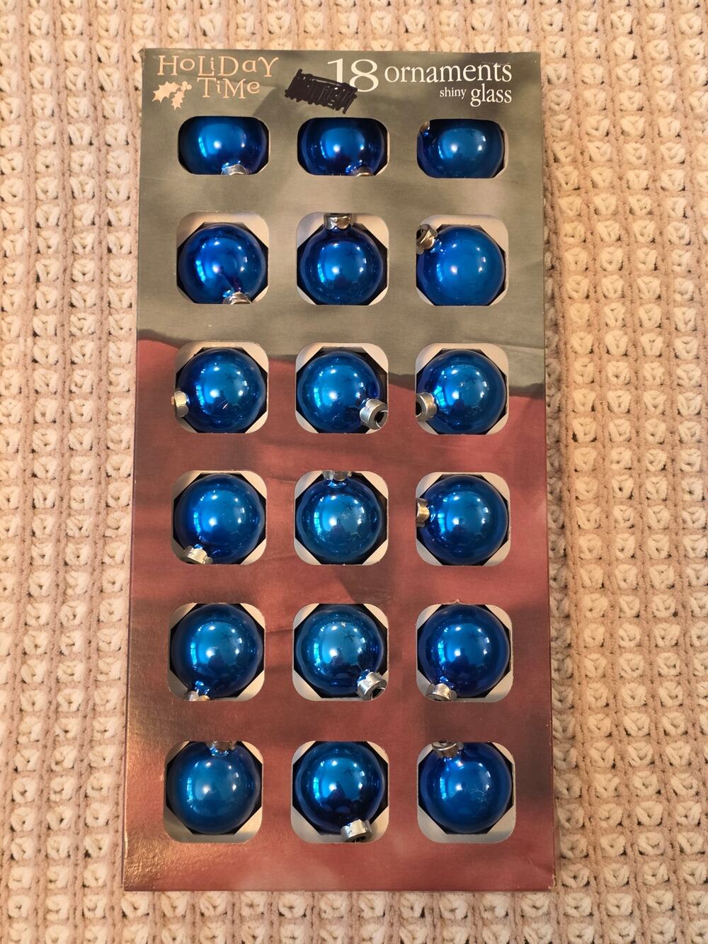 VTG Walmart Holiday Time Blue Ornaments Made in the USA Set of 18 Christmas 2"